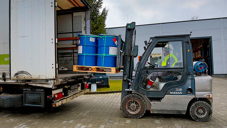 Employee using forklift